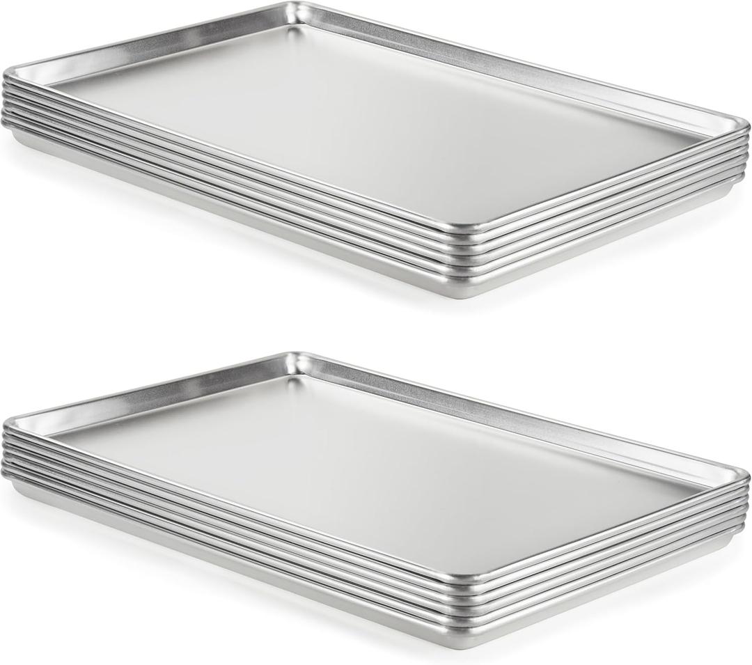 CURTA 12 Pack Aluminum Sheet Pan, NSF Listed Full Size 26 x 18 inch Commercial Bakery Cake Bun Pan, Baking Tray