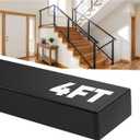 4FT Stainless Steel Black Handrail for Cable Railing System, Rectangular Flat Top Rail with End Caps, Cuttable Deck & Stair Handrail for Indoor Outdoor DIY Balustrade HT07-1 Pack