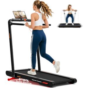 Folding Vibration Walking Pad Treadmill with Incline,4-in-1 Under Desk Treadmills for Home&Office,350LBS Capacity,0.3-7.5MPH Speed,LED Display,Portable Treadmill with APP