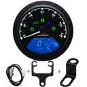 KAOLALI Digital Motorcycle Speedometer Gauge Odometer Tachometer 12000RPM 199 KMH MPH Universal for 1,2,4 Cylinders with Sensor Cable & Bracket