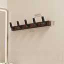 Dseap Wall Mounted Coat Rack - 5 Tri Hooks, Heavy Duty, Stainless Steel, Metal Coat Hook Rail for Coat Hat Towel Purse Robes Mudroom Bathroom Entryway (Wood)