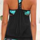 Yonique Two Piece Tankini Bathing Suits T-Back Blouson Swim Tops with Boy Shorts Women Swimsuits Sporty Swimwear (Black, XXL)