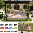Porch Swing Cushions, Outdoor Swing Replacement Cushions 3 Seater with Backrest, Waterproof Bench Cushion with Ties,for Patio,Porch, Garden,Backyard