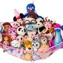 Lilly's Love Large Stuffed Animal Hammock | Corner Hanging Organizer, Stuffed Animal Storage | Easy to Hang Plushie Net w/Included Anchors & Hooks | Cute Room & Bedroom Decor (Pink) (1 Pack (XL))