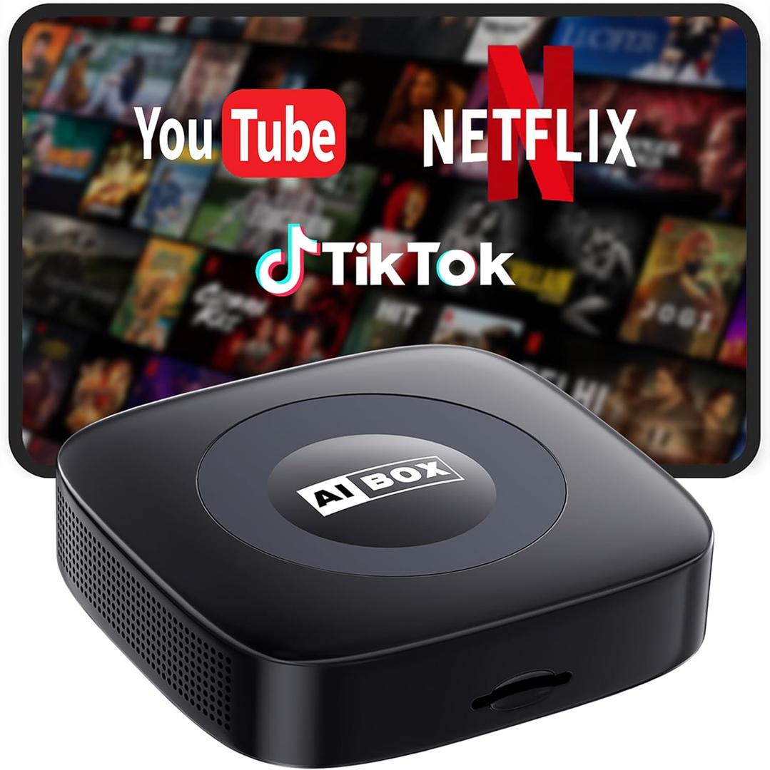 Ai Magic Box for Streaming Netflix/YouTube/TikTok, Wireless CarPlay Adapter Dongle Support TF Card for OEM Wired Car Play & Android Auto Cars