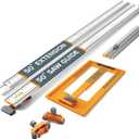 BORA NGX 5pc Deluxe Clamp Edge Set - 50 inch Guide Rail + 50 inch Rail Extension, NGX Saw Plate, T-Square Attachment & Track Clamps - Track Saw system for Circular Saw - 544550