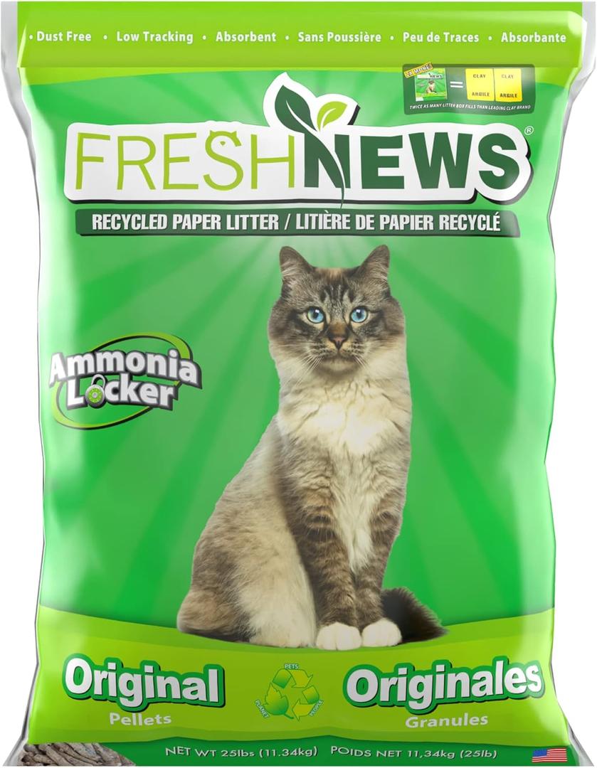 Fresh News Recycled Paper, Original Pellet Cat Litter, 25 Pound (25 Pounds)