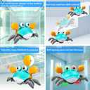 Plnmlls Crawling Crab Baby Toy,Tummy Time Toys,with Music and LED Light,Built-in Rechargeable Battery and Volume Can be Turned Off for 6-12 12-18 36 Months Walking Toddler Birthday Gift(Jade Green)