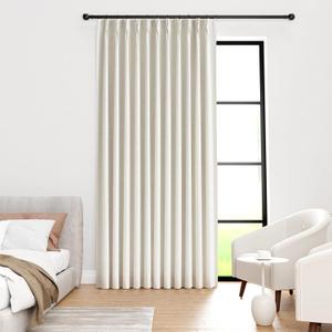 IVAPUPU Natural Pinch Pleated 100% Blackout Curtains Linen Blend Room Darkening Window Curtains 90 inch 1 Panel for Living Room Bedroom Thermal Insulated Curtain Drapes with 12 Pcs Hooks 70''Wx90''L