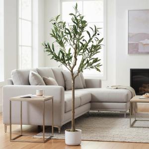 GarveeHome 4FT Faux Olive Tree, Indoor Artificial Potted Olive Tree with White Planter, Lifelike 14 Fruits and Realistic Leaves, Modern Fake Tree for Home House Office Patio Decor Gift ﻿ ﻿