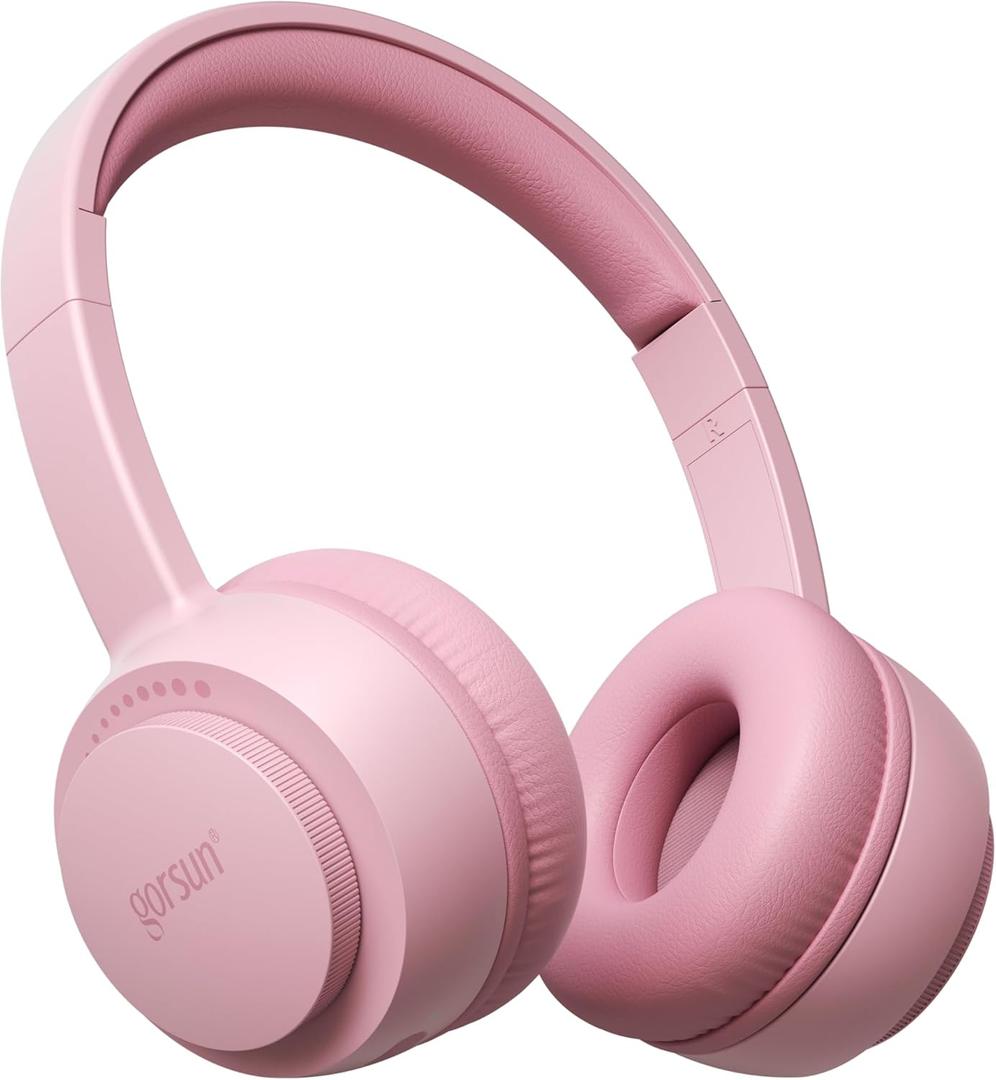 gorsun Kids Bluetooth Headphones, Bluetooth 5.3, Toddler Headphones 85 dBA Safe Volume, 45H Play Time, with Microphone, Kids Wireless Headset for iPad/Tablet/Travel/School, ldeal Gift (Pink)