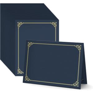 BELLE KR Blue Certificate Holders 8.5 x 11, 50 Pcs - Diploma Cover Can be Used as Award Certificate Covers with Gold Foil Border for Letter Size 8.5" x 11" Certificates, Cardstock and Documents