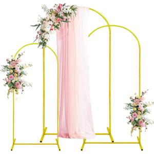Arch Backdrop Stand Set of 3, Gold Wedding Arch Stand 7.2FT & 6.6FT & 6FT Metal Arched Backdrop Stand for Birthday Party Wedding Party Decoration