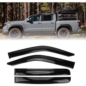 Window Visors Rain Guards for 2022-2025 Nissan Frontier Crew Cab, Tape-On Window Deflectors, Weather Protection, Wind Noise Reduction, Exterior Car Accessories (4 Pcs)