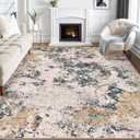 Area Rugs for Living Room: 10x14 Abstract Washable Rug Large Soft Stain Resistant Non-Slip Backing for Bedroom Dining Room Indoor Home Office Carpet for Kids Pet Friendly Families - Grey Gold