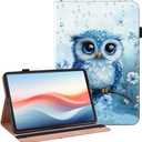 Case for Samsung Galaxy Tab A8 10.5 Inch 2022 Model (SM-X200/X205/X207) Tablet with Pencil Holder, Multiangle Stand Wallet Design Cover,Rainy Owl
