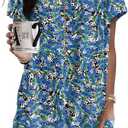 Poetsky Summer Womens Tunic Tops for Leggings with Pockets Short Sleeve Casual Long T Shirts S-3XL (Blue, M)