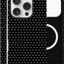 Magnetic Case for iPhone 16 Pro, Compatible with MagSafe, Aesthetic Polka Dot Cute Design for Women, Hybrid 2-Layer Hard Shell Phone Cover, Black
