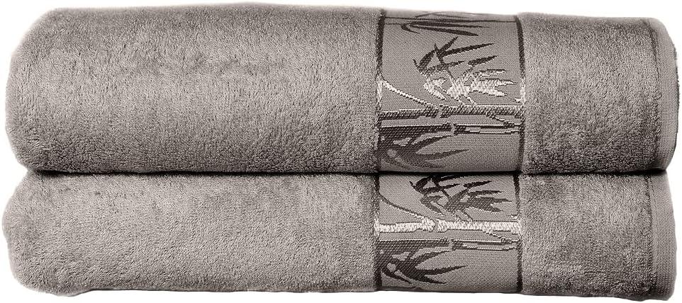 Set of 2 Luxury Super Soft Bath Towels  Premium Viscose Derived from Bamboo & Turkish Cotton (Charcoal)