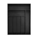 BEKVEM Bamboo Silverware Organizer, Kitchen Drawer Organizer, Utensil Holder, Cutlery Tray & Spoon Flatware Storage with Grooved Drawer Dividers (Black, 12.5''W x 16.5''D)