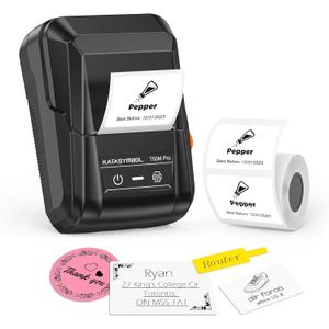 SUPVAN T50M Pro Bluetooth Label Maker Machine with Tape, Wide Waterproof Label, Versatile App with 40 Fonts and 650+ Icons, Inkless Labeler for Home, Kitchen, School, Office Organization, Black