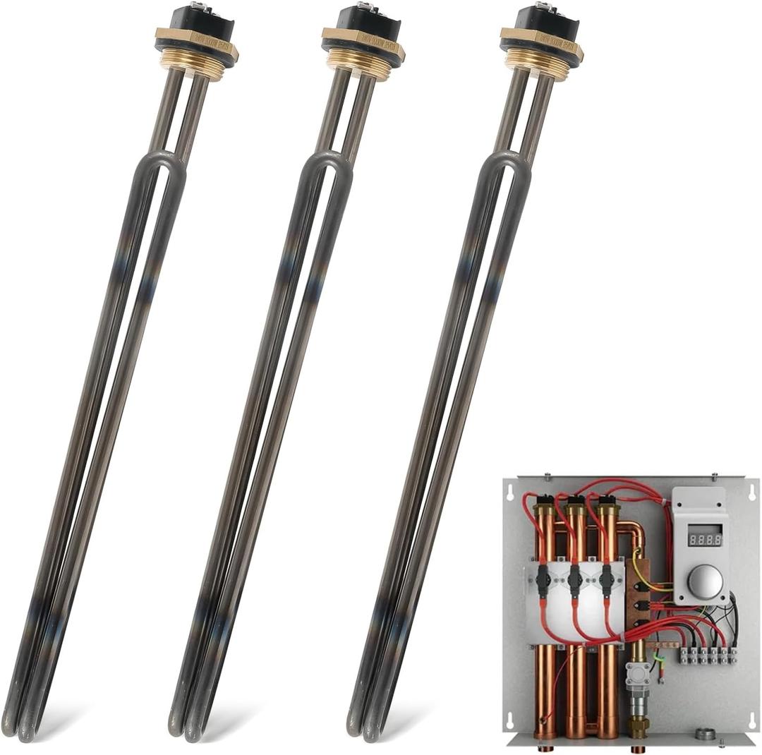 3 Pcs Titanium Heating Element HE 90240 80240  9kW 240V Replacement for EcoSmart Eco 18/24/27/36 Tankless Water Heater Parts, Screw-In Element Replace R004709024S SGB-2903 HA-P004 HA-P005