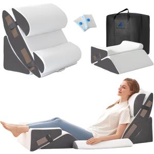 6PCS Wedge Pillow Set for After Surgery, Bed Wedge Pillow Post Surgery, Wedges Pillows for Back Pain Relief, Acid Relux, Sit Up Pillow for Beds, Beds Wedges & Body Positioners, White/Grey