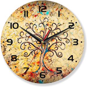 Vintage Wall Clocks Battery Operated,Life of Tree Clock for Living Room,Decorative Wall Clock for Living Room,Bedroom,Bathroom,Kitchen,10 Inch