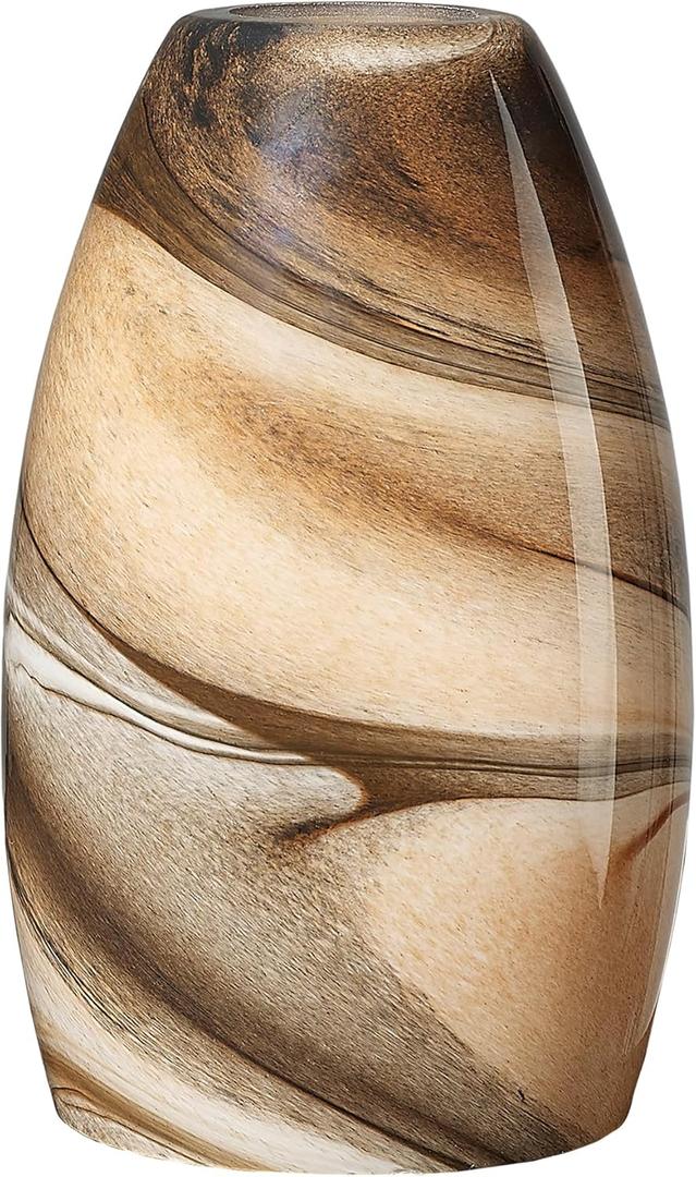 Oval Glass Pendant Lamp Shade - Grey Blue Art Glass Light Covers for Kitchen Island Pendant Light Replacement (Light Brown)