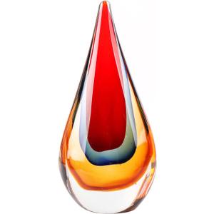 Yao Yuan Hand-Blown Glass Decor - Murano-Style Glass Statue and Figurine, Red