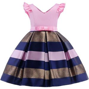 NSSMWTTC 2-10T Girls Striped Dresses Toddler Christmas Wedding Party Dress (Pink)