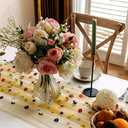 Embroidery Table Runner 9.8ft Floral Embroidered Lace Tulle Runner Colorful Flower Table Cover for Bridal Shower Birthday Party Wedding Arch Veil Restaurant Decoration (Pink, 28" x 120", 2 pc)