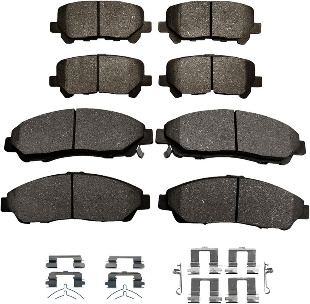 PM Auto Front-Rear Ceramic Brake Pads For 2009-2011 Honda Pilot, Set of 8 Ceramic Brake Pads