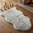 duduta Gray Faux Sheepskin Chair Seat Covers, Fluffy Shag Fur Throw Rugs Room Decor 2x3 ft (Grey)