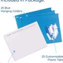Blue Summit Supplies Hanging File Folders, 25 Reinforced Hang Folders, Designed for Home and Office Color Coded File Organization, Letter Size, Blue, 25 Pack