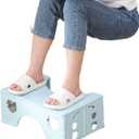 7inches Foldable Toilet Stool (Blue), Healthy Bathroom Squatting Posture Poop Stool with Anti-Slip Feet, A Good Helper to Effective Relief of Constipation, Easy to Storage Toilet Squat Stool