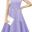 tagunop Women's Cocktail Dresses Vintage 1950s Retro Boatneck Cap Sleeve Dress with Pockets 2XL
