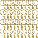 40 Pcs Curtain Rings with Clips, Window Clip Rings Curtain Hooks Hangers Clip Rings for Hanging Drapery Drapes Bows, 1.5 Inch Diameter, Fits Up To 1.2" Rod,Gold