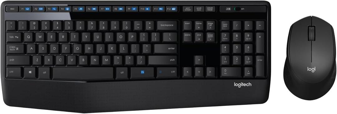 Logitech MK345 Wireless Combo Full-Sized Keyboard with Palm Rest and Comfortable Right-Handed Mouse, 2.4 GHz Wireless USB Receiver, Compatible with PC, Laptop,Black (1 Pack)
