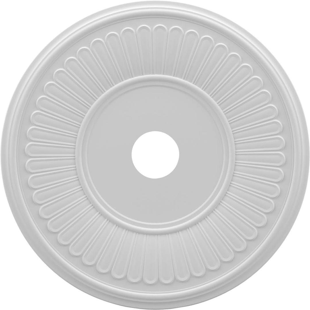Ekena Millwork CMP22BE Berkshire Thermoformed PVC Ceiling Medallion (Fits Canopies up to 10 1/8"), 22"OD x 3 1/2"ID x 1"P (Unfinished)
