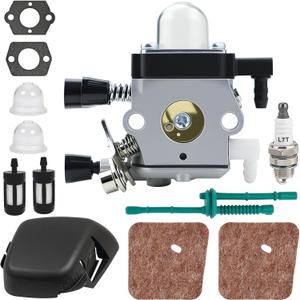 FS38 Carburetor Kit With Air Filter Cover For Stihl FS38 FS55 FS55R FS45 FS46 FS55C Brushcutters String Trimmer Replace OEM 4140-120-0623 C1Q-S282 C1Q-S282C Compatible With After 2013-2015 Year