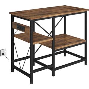 40-50 Gallon Fish Tank Stand with Power Outlet & Adjustable Shelves, 36x19 Metal Aquarium Stand for Reptile Tanks, 3-Tier Storage Rack, 660LBS Heavy Duty Capacity, Rustic Brown