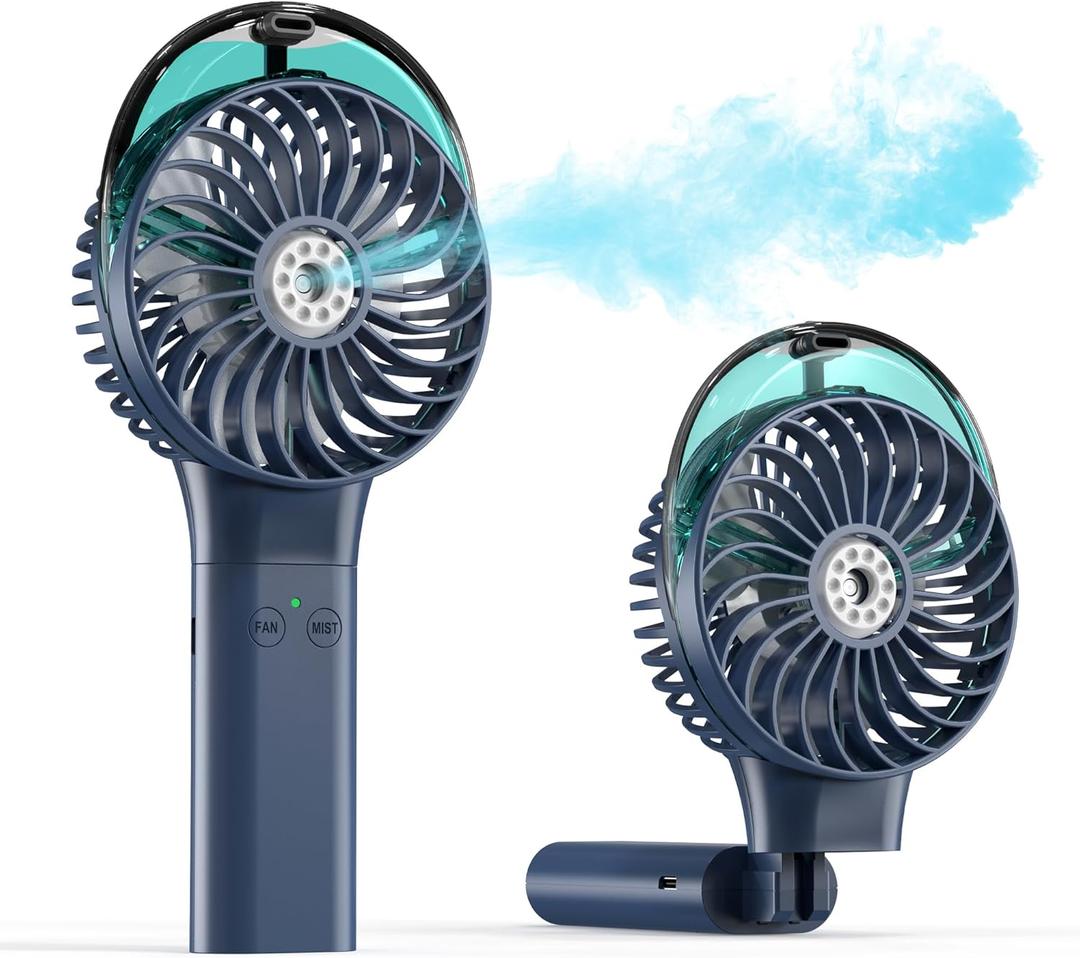 PANERGY Handheld Misting Fan, Rechargeable Portable Fan with Mist, Foldable Mini Fan for Women Girl Travel Makeup Outdoor Office