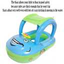 Baby Pool Float with Canopy Summer Steering Wheel Sunshade Swim Ring Car Inflatable Toys Infants Float Seat Boat for Kids Toddlers