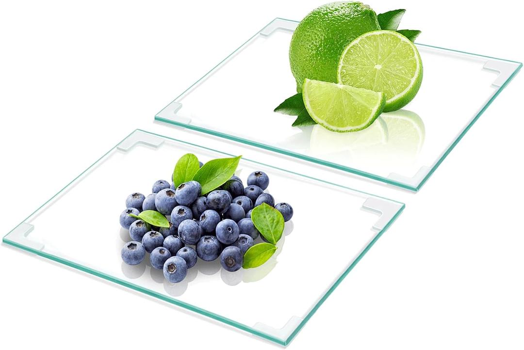 5''x7'' Small Tempered Glass Cutting Board for Kitchen Counter, HQAUT Clear Cutting Board for Countertop with Non-Slip Feet, Glass Palette Scratch, Heat and Shatter Resistant, Easy to Clean