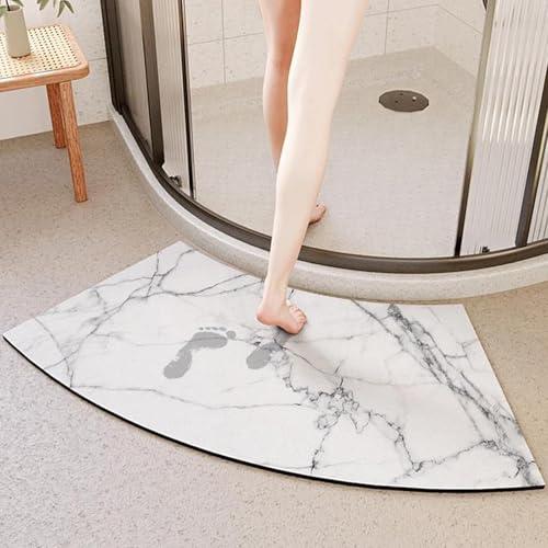 EUPXRHY Fast Drying Curved Bath Mat Shower Mats for Round Bathroom and Shower, Strong Absorbent Corner Bath Mat, Rubber Non-Slip Bottom, Easy to Clean, 45x100cm(18x40inch)