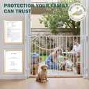 Mumeasy 29.5-43.3" Baby Gate for Stairs, No Bottom Bar Dog Gate with Removable Door & Slide-Adjust Drill Mount, Extra Wide Stairway & Hallway Walk Thru Pet Safety Gate for Doorways, Kitchen (White)