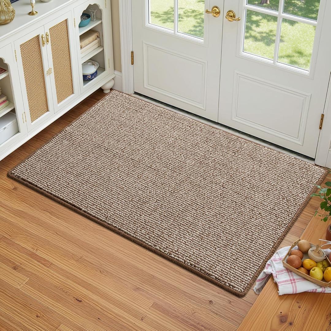 GRANNY SAYS Front Door Mat Outside Entrance, Door Mats for Entryway, Welcome Matt Non-Slip, Large Front Porch Mat Low Profile Resist Dirt, 36" x 60", Brown Beige