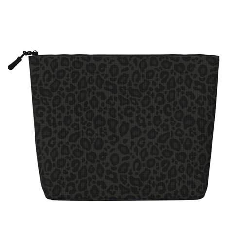 MINIOZE Leopard Grey Animal Leather Makeup Bag Travel Cosmetic Bag Organizer Toiletry Bag Make Up Bags For Women Girls Large Light
