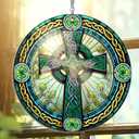 FLAGWIX St Patricks Day Decorations - Double Layered Hanging Suncatcher 6 in for Home Garden Decor - St Patricks Day Decorations, Celtic Cross Home Dcor, Irish Gifts for Men Women Friends Family